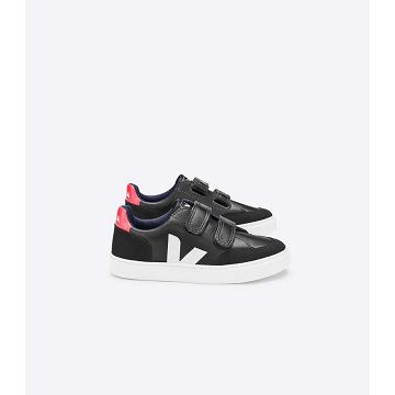 Veja V-12 LEATHER Kids' Sneakers Black/White | CA 870QMA